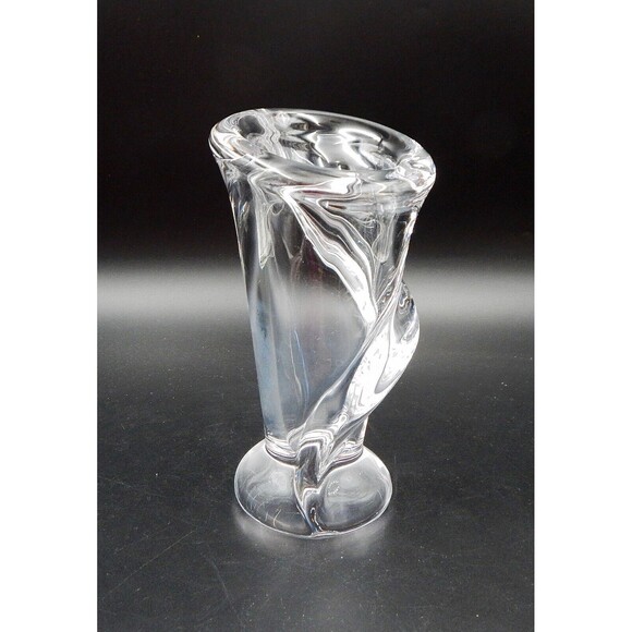 Vannes Cristal Crystal Calla Lily Vase Flower 7 Inch Clear Art Glass Signed - Picture 2 of 13